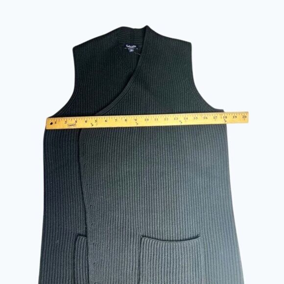 Anthropologie Splendid Juliet Black Ribbed Open Front Knit Vest X-Small - Picture 15 of 16
